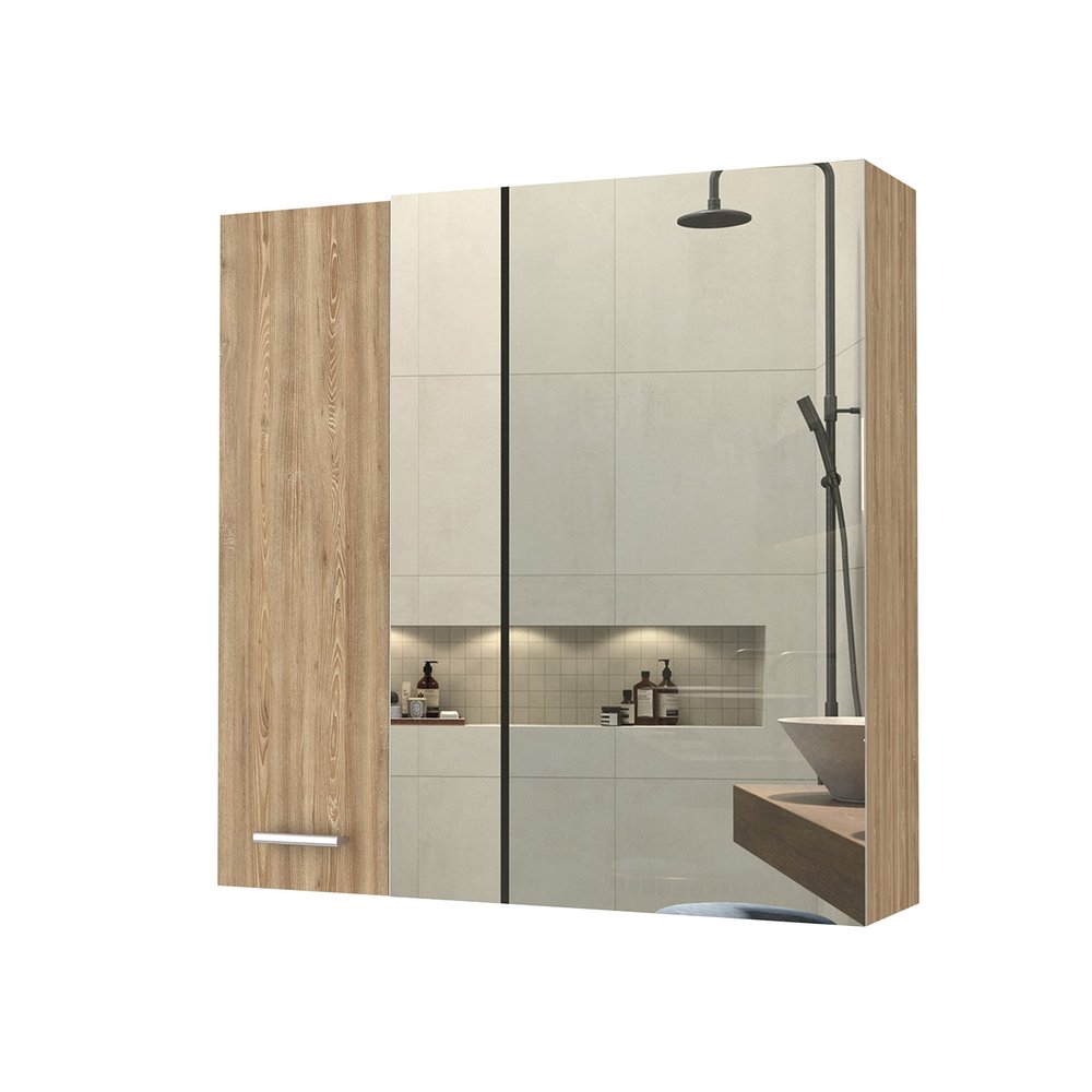 FM FURNITURE Mirrored Wall-Mounted Medicine Cabinet with Dual Doors, Adjustable Interior Shelves, Modern Bathroom Storage Organizer