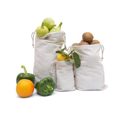 Reusable and Eco friendly Thick Double Drawstring Cotton Muslin Produce Bags "premium quality (Natural Color) (12, 6 x 8 Inches)
