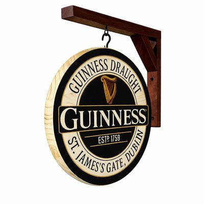 Guinness Draught Pub Sign - St. James's Gate Bar Wall Decor, Vintage Irish Tavern Style