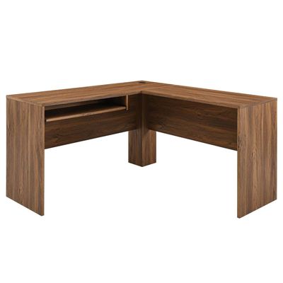 Modway Venture Modern MDF Wood L-Shaped Office Desk in Walnut