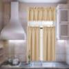 3 Piece (K3) Kitchen Restaurant Bar Brunch Window Curtain Blackout Linen Faux Silk Tier Pair and Valance Rod Pocket Solid Colors (Gold Honey) view 1