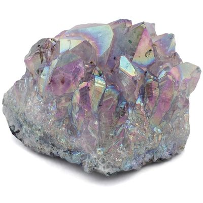 KALIFANO Angel Aura Amethyst Geode Titanium-Bonded High-Energy Amatista for Reiki, Wicca, Crystal Decor & Metaphysical Gifts Natural Crystals and Healing Stones (Family Owned)