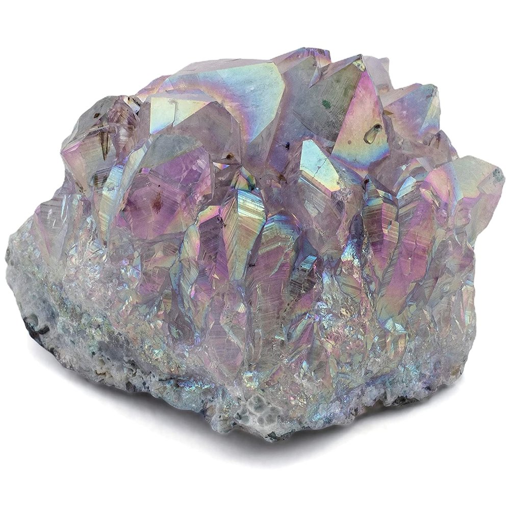 KALIFANO Angel Aura Amethyst Geode Titanium-Bonded High-Energy Amatista for Reiki, Wicca, Crystal Decor & Metaphysical Gifts Natural Crystals and Healing Stones (Family Owned)