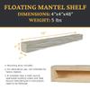 AZ Faux High-Density Polyurethane Faux Fireplace Mantel | Lightweight Rustic Floating Wood Beam with Mounting Strip and Touch-Up Kit | Old English | 48" L x 4" W x 4" H | Unfinished view 2