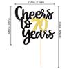 Cheers to 70 Years Cake Topper - Black and Gold Glitter Assembled Birthday Cake Pick - Happy 70th Cake Decoration for Anniversary and Seventy Birthday Party Supplies (1 Pack) view 2
