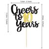 1 Pack Cheers to 10 Years Cake Topper Black and Gold Glitter Assembled 10th Birthday Cake Pick Happy 10 Cake Decoration for 10th Anniversary Ten Birthday Party Decorations Supplies view 2