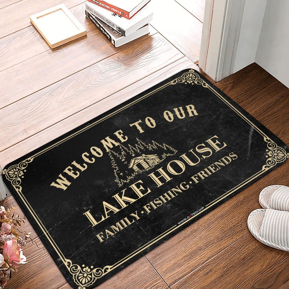 Doormat for Outside Home Decor Welcome to Our Lake House Non-Slip Rugs Rubber Backing Easy Clean for Inside Floor Mats for Entryway 20 * 32 Inches