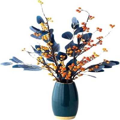 Flower Vase for Home Decor Modern Vase Vase Ceramic Holly Fortune Fruit Home Decoration Crafts Ornament Dried Flower Simulation Flower Flower Arrangement Home Decoration