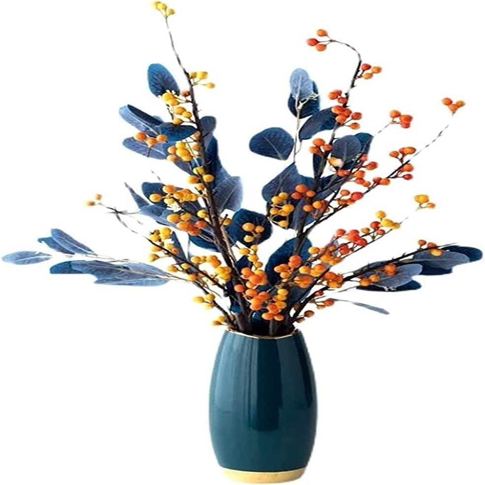 Flower Vase for Home Decor Modern Vase Vase Ceramic Holly Fortune Fruit Home Decoration Crafts Ornament Dried Flower Simulation Flower Flower Arrangement Home Decoration