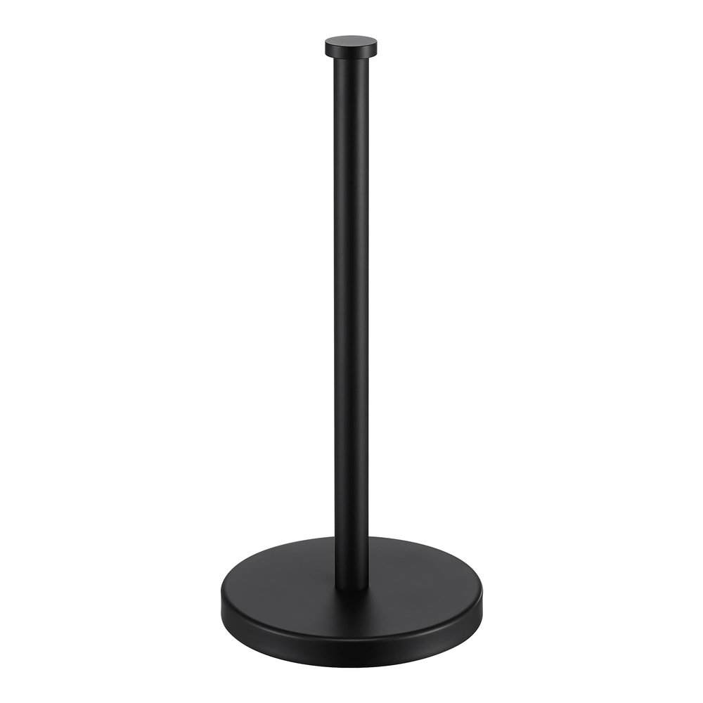 KES Black Paper Towel Holder Countertop Paper Towel Stand Kitchen Standing Paper Towel Roll Holder with Weighted Base for Standard or Mega Rolls SUS304 Stainless Steel Matte Black, KPH202S14B-BK