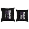 Alzheimer's Awareness Month Day USA Flag Ribbon Purple Throw Pillow view 3