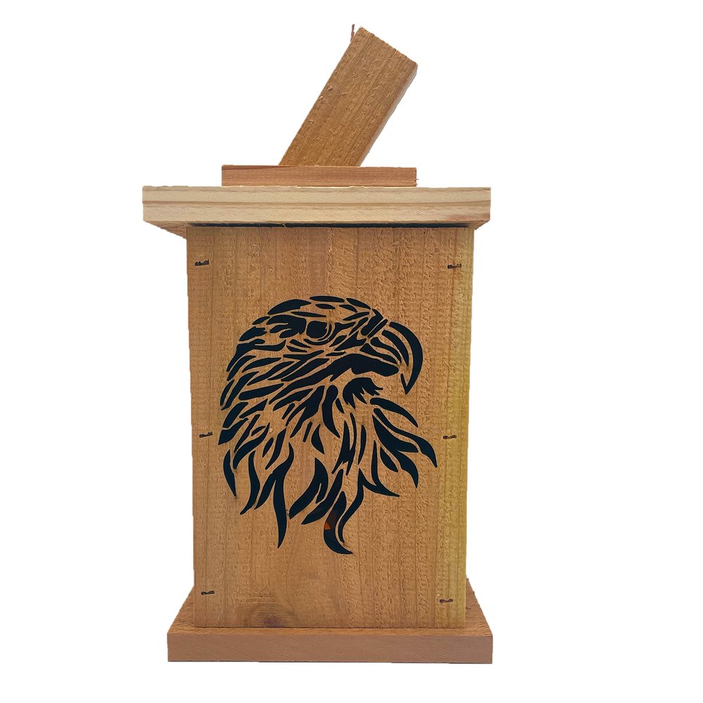 Handcrafted Rustic Cedar Wood Halloween Jack OLanterns - Many Designs Available (Eagle)