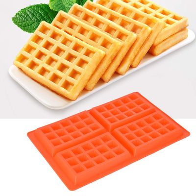 Jerliflyer Silicone Waffle Mold Mold, Waffle Maker Baking Pan Making for Waffle Cake Chocolate Craft Candy Soap Baking (4 even square)
