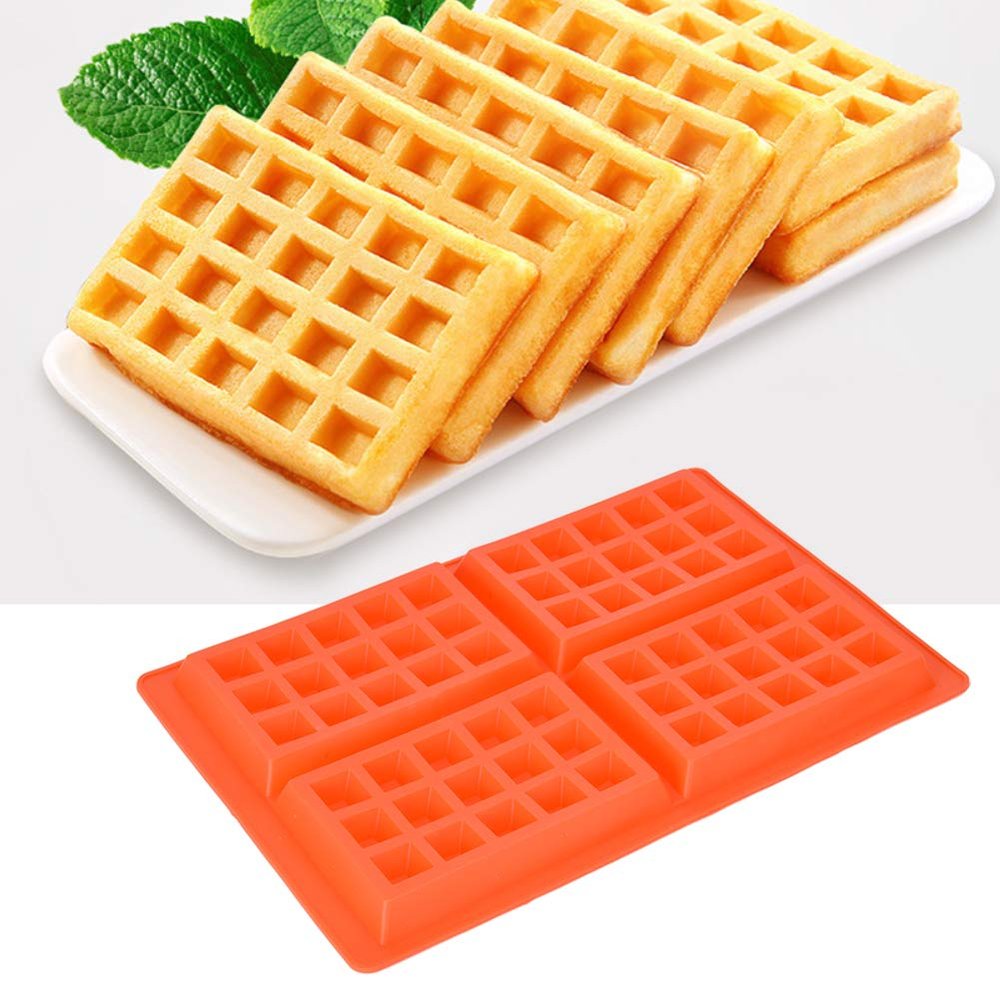 Jerliflyer Silicone Waffle Mold Mold, Waffle Maker Baking Pan Making for Waffle Cake Chocolate Craft Candy Soap Baking (4 even square)