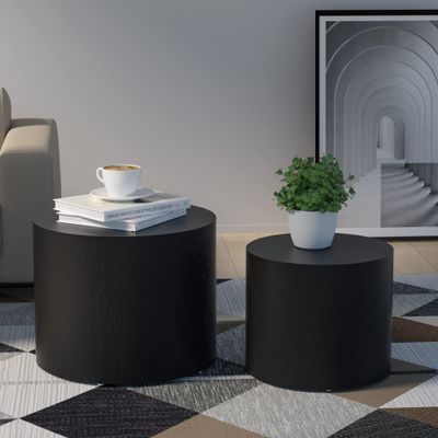 2Pc Nesting Coffee Tables with 2 Round Tables, LERFAN Modern High-End Accent Sofa Side Tea Table Set