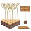 20 Pcs Rustic Wood Place Card Holders and 30 Pcs Kraft Place Cards, Wooden Table Number Holder Stand Photo Picture Note Clip Holders for Wedding Party Name Sign(Gold Heart Wire) view 1