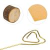 20 Pcs Rustic Wood Place Card Holders and 30 Pcs Kraft Place Cards, Wooden Table Number Holder Stand Photo Picture Note Clip Holders for Wedding Party Name Sign(Gold Heart Wire) view 3