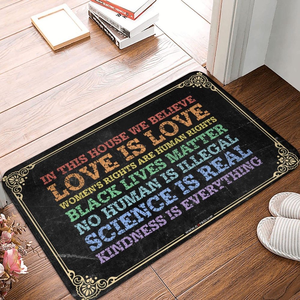 Funny Home Decor in This House We Believe Non-Slip Rugs Rubber Backing Indoor Doormat Easy Clean for Inside Floor Mats for Entryway 20 * 32 Inches