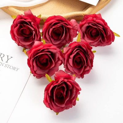 100PC Artificial Flowers Scrapbook Wedding Garden Arch Home Party Decor DIY Candy Box Christmas Wreath Fall Fake Silk Roses Head (Color : Red, Size : 100 Pieces)