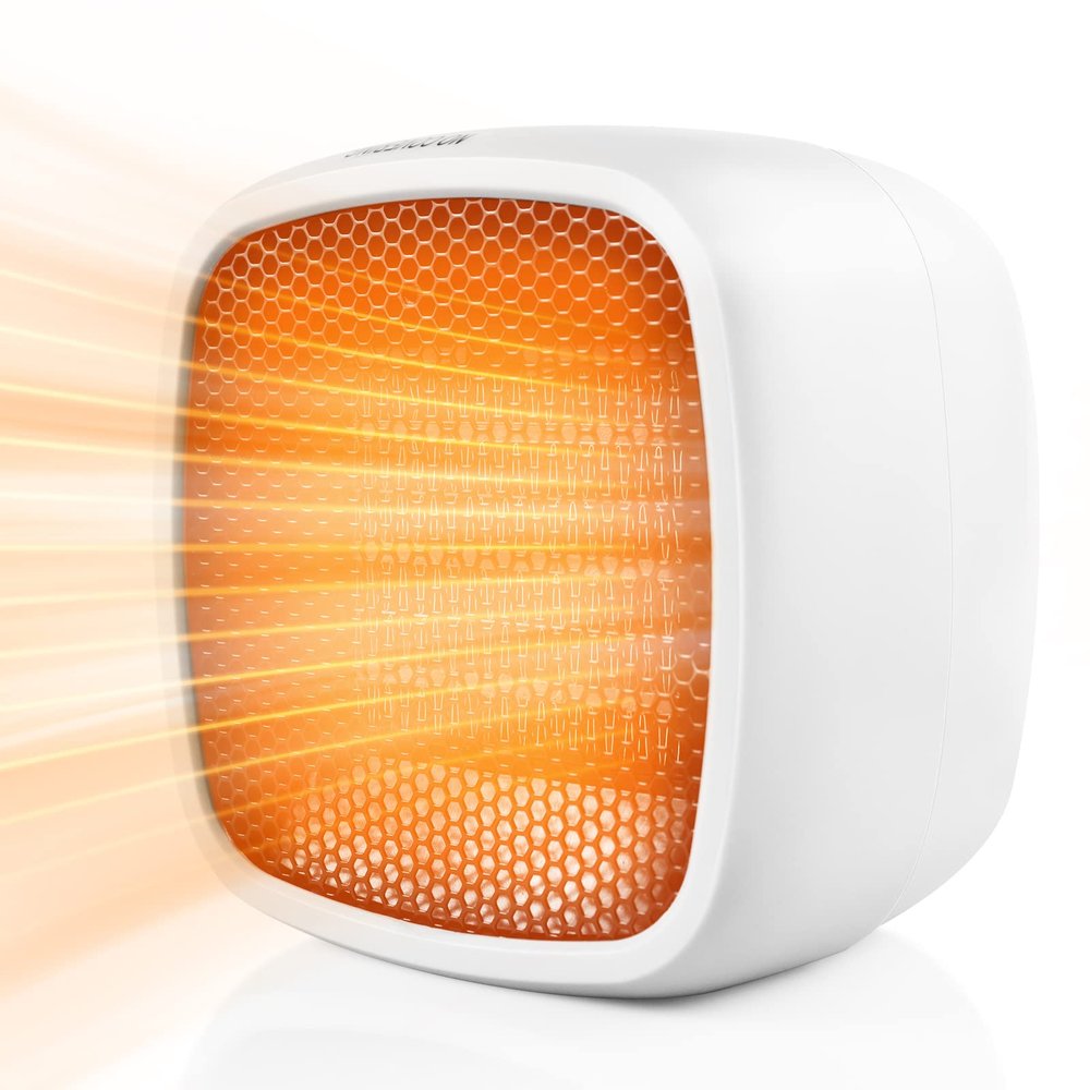 Portable Space Heater, YOUCIDI 1000W/800W Ceramic Electric Heater, Compact Small Warmer, Heat Up in 2 Seconds, Safe and Quiet for Office Room Desk Indoor Use (White)