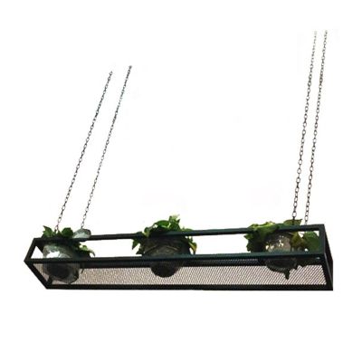 Ceiling Hanging Wine Rack, Iron Chain Wine Bottle Holder for Cabinet Kitchen Bar, Wine Storage Shelf Floating Glass Goblet Stemware Racks - Adjustable/Black (Size : 120x25x15cm)