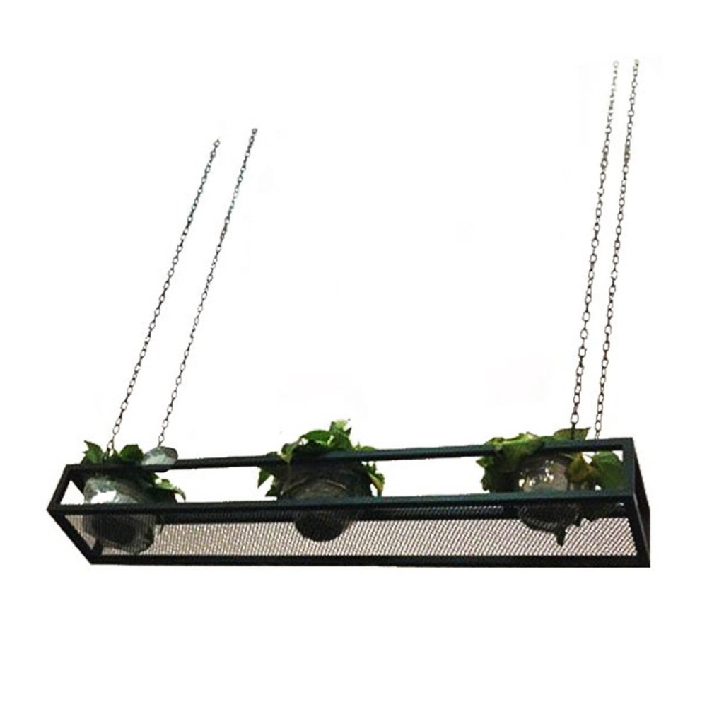 Ceiling Hanging Wine Rack, Iron Chain Wine Bottle Holder for Cabinet Kitchen Bar, Wine Storage Shelf Floating Glass Goblet Stemware Racks - Adjustable/Black (Size : 120x25x15cm)