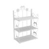 BOOMALTU Cute 3-Tier Folding Metal Shelving Bathroom Shelf,White Bookshelf with Bow Decor and Flowers for Storage and Display in Living Room, Bathroom, Office, Kitchen view 1