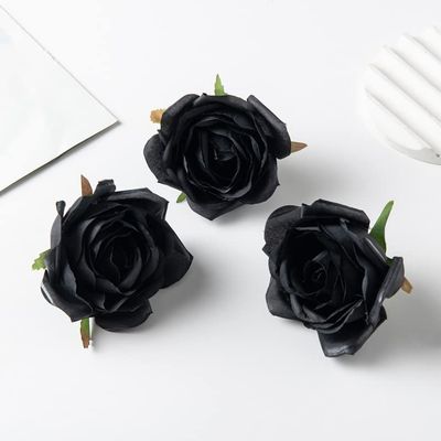 100PCS Artificial Flowers Wholesale Wedding Garden Scrapbooking Roses Arch Christmas Decorations for Home Fake Plants Silk Heads (Color : Black, Size : 100 Pieces)