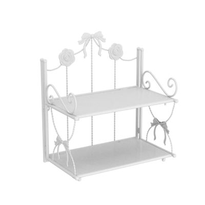 BOOMLATU 2-Tier Spice Rack Bow Counter Shelf Desktop Storage Organizer,White Foldable Shelf Bathroom Counter Organizer for Countertop Kitchen Office Living Room Desktop(White, 2-Tier)