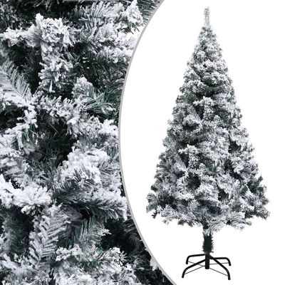 YITHOPI Seasonal Holiday Decoration Tree Artificial Christmas Tree with Flocked Snow Green 59.1" PVC for Indoor Outdoor Christmas Party Holiday Decoration