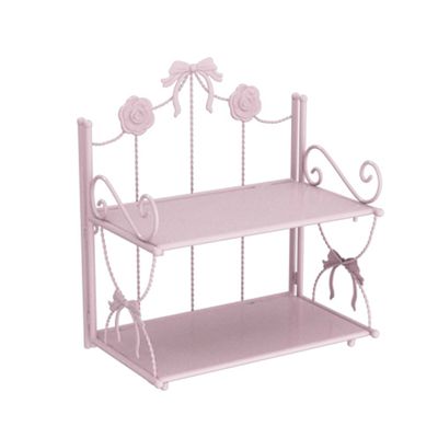 BOOMLATU 2-Tier Spice Rack Bow Counter Shelf Desktop Storage Organizer,Pink Foldable Shelf Bathroom Counter Organizer for Countertop Kitchen Office Living Room Desktop(Pink, 2-Tier)
