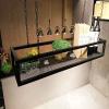 Ceiling Shelf Hanging Shelves Wine Glass Rack, Iron Chain Wine Bottle Holder for Garden Cabinet Kitchen Bar, Wine Storage Racks with Goblet/Stemware - Black, Adjustable (Size : 80x25x15cm) view 2
