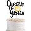 Cheers to 15 Years Cake Topper - Black and Gold Glitter Assembled Birthday Cake Pick - Happy 15th Anniversary Decoration for Fifteen Birthday Party Supplies (1 Pack) view 1