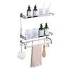 TOMYEUS Shower Caddy Bathroom Shelf 2 Tier Bathroom Shelf Wall Mounted with Towel Bar and 6 HooksFloating Shelves Wall Mounted20Inch 304 Stainless Steel Shower Organizer view 1