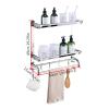 TOMYEUS Shower Caddy Bathroom Shelf 2 Tier Bathroom Shelf Wall Mounted with Towel Bar and 6 HooksFloating Shelves Wall Mounted20Inch 304 Stainless Steel Shower Organizer view 3