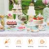 3 Pcs Square Acrylic Cake Stands, Akamino Reusable Round Cupcake Holder for Dessert Cake Pizza, Display Stand Party Serving Platter for Christmas Wedding Birthday Baby Shower Tea Party view 4