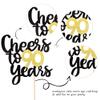 1 Pack Cheers to 90 Years Cake Topper Black and Gold Glitter Assembled Birthday Cake Pick Happy 90th Cake Decoration for Anniversary Ninty Birthday Party Decorations Supplies view 3