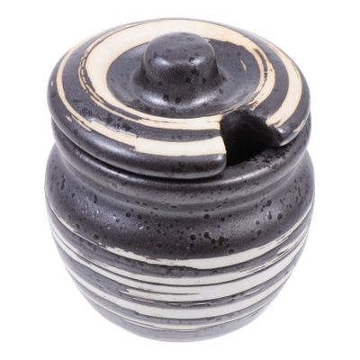 CALLARON 1pc Ceramic Mustard Box Seasoning Pot Condiment Holder for Mustard and Pepper -Grade Material for -Term Use for Home and Kitchen