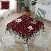 54x54 Inch Rectangle Tablecloth Christmas Tree and Snowman Winter Snowflakes Red Black Plaid Waterproof Table Cloth Spill Proof Washable Table Cloths for Parties Wedding Dining Room view 2