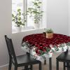 54x54 Inch Rectangle Tablecloth Christmas Tree and Snowman Winter Snowflakes Red Black Plaid Waterproof Table Cloth Spill Proof Washable Table Cloths for Parties Wedding Dining Room view 3