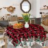 54x54 Inch Rectangle Tablecloth Christmas Tree and Snowman Winter Snowflakes Red Black Plaid Waterproof Table Cloth Spill Proof Washable Table Cloths for Parties Wedding Dining Room view 4
