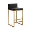 Bar Stool set of 1 Square Velvet Seat Barstools with Black, Kitchen Breakfast Bar Chairs #1Black + Gold Frame 65cm Sitting Height view 1