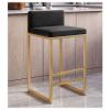 Bar Stool set of 1 Square Velvet Seat Barstools with Black, Kitchen Breakfast Bar Chairs #1Black + Gold Frame 65cm Sitting Height view 2