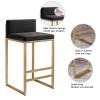 Bar Stool set of 1 Square Velvet Seat Barstools with Black, Kitchen Breakfast Bar Chairs #1Black + Gold Frame 65cm Sitting Height view 4