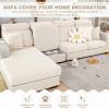 2025 New Wear-Resistant Universal Sofa Cover, Stretch Couch Cushion Slipcovers Replacement, Anti-Slip L Shape Sofa Covers, Chaise Lounge Sofa Slipcover (Weave White,Large Double Seat Cover) view 2