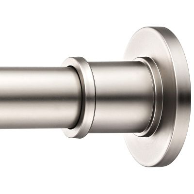 BRIOFOX Industrial Shower Curtain Rod - Spring Tension Shower Rod 43-72 Inch Tension Curtain Rod for Window or Bathroom, Satin Nickel