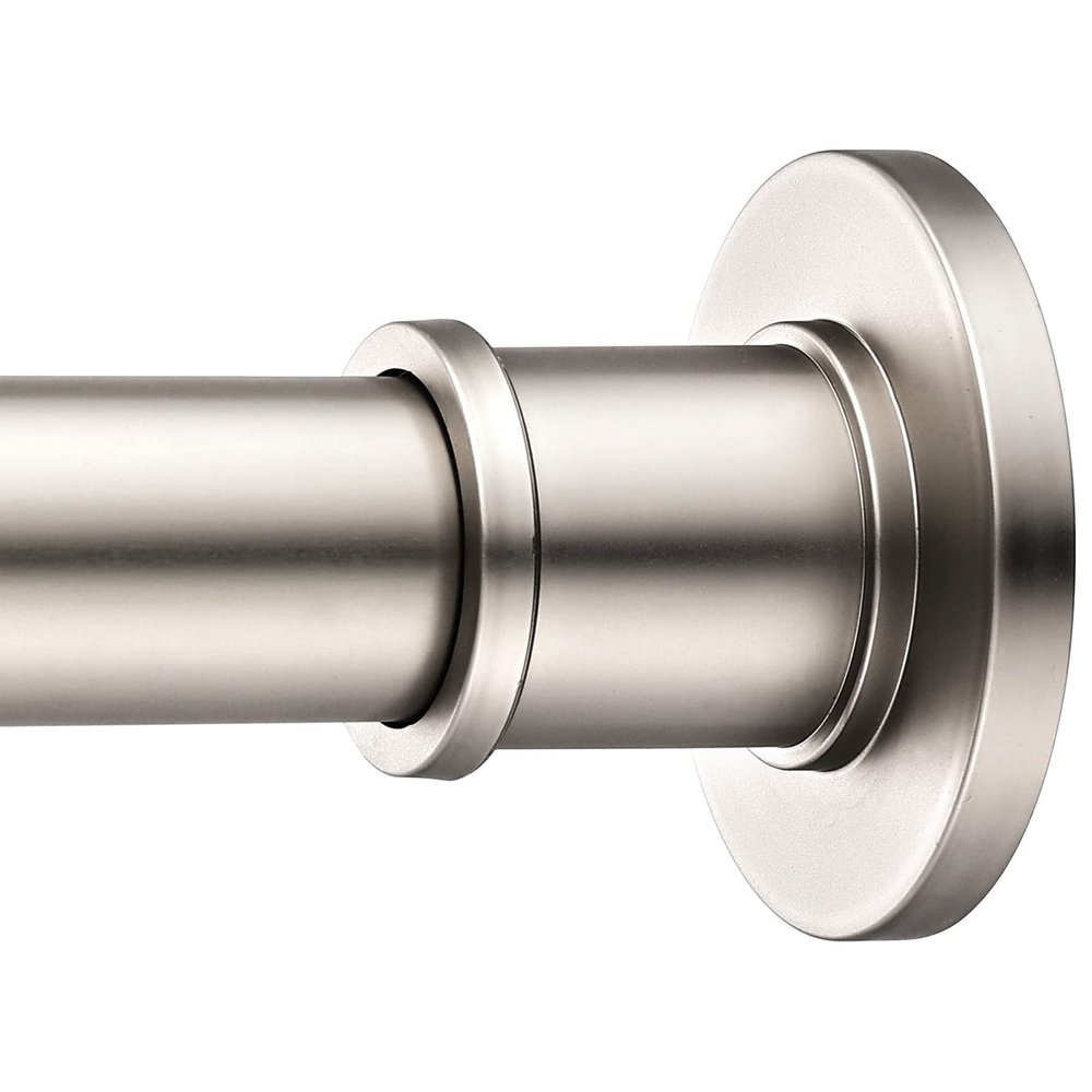 BRIOFOX Industrial Shower Curtain Rod - Spring Tension Shower Rod 43-72 Inch Tension Curtain Rod for Window or Bathroom, Satin Nickel