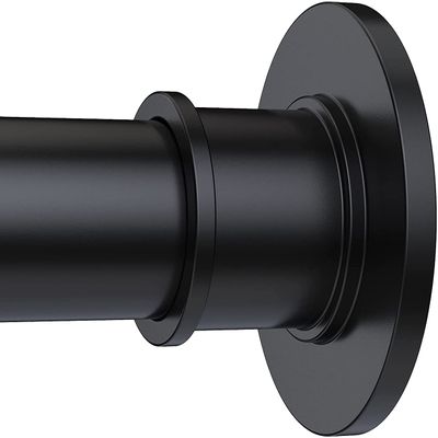 BRIOFOX Industrial Shower Curtain Rod - Rustproof Non-Slip Long Tension Shower Rod 54-90 Inch Stainless Steel Tension Curtain Rod for Windows, Matte Black