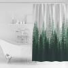 Tersuger Green Misty Forest Shower Curtains for Bathroom, Nature Tree Woodland Shower Curtain Set Washable Fabric Bath Curtain Waterproof Decorative Shower Curtain with 12 Hooks, 66x72 Inch view 2