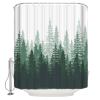 Tersuger Green Misty Forest Shower Curtains for Bathroom, Nature Tree Woodland Shower Curtain Set Washable Fabric Bath Curtain Waterproof Decorative Shower Curtain with 12 Hooks, 66x72 Inch view 4
